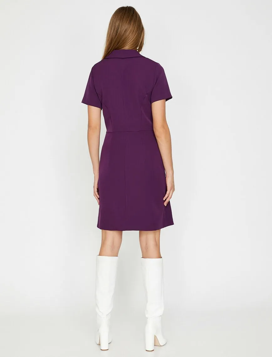 15073 Purple Double-breasted Jacket Dress