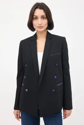Black Wool & Silk Double Breasted Blazer