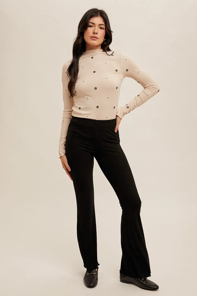 Embroidered Cabbage Hem LS in Ecru by Hem & Thread