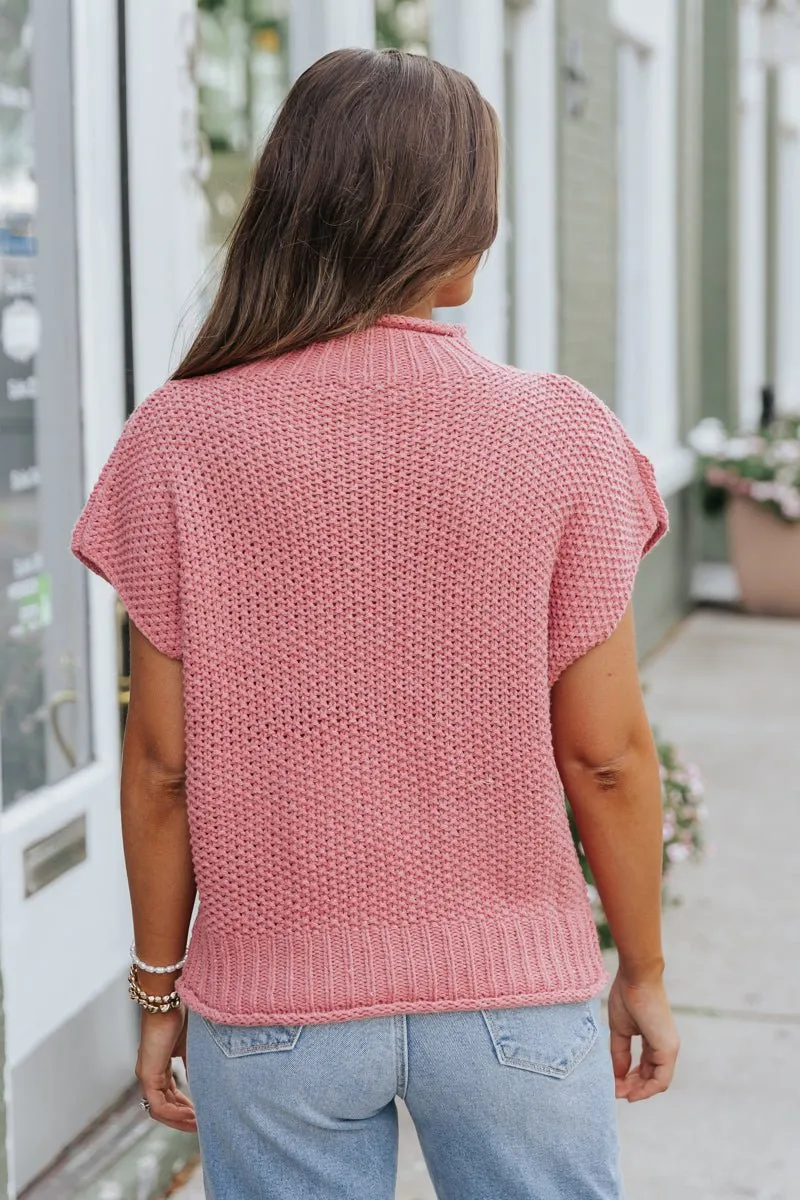 Everyday Classic Mock Neck Sweater - Rose
