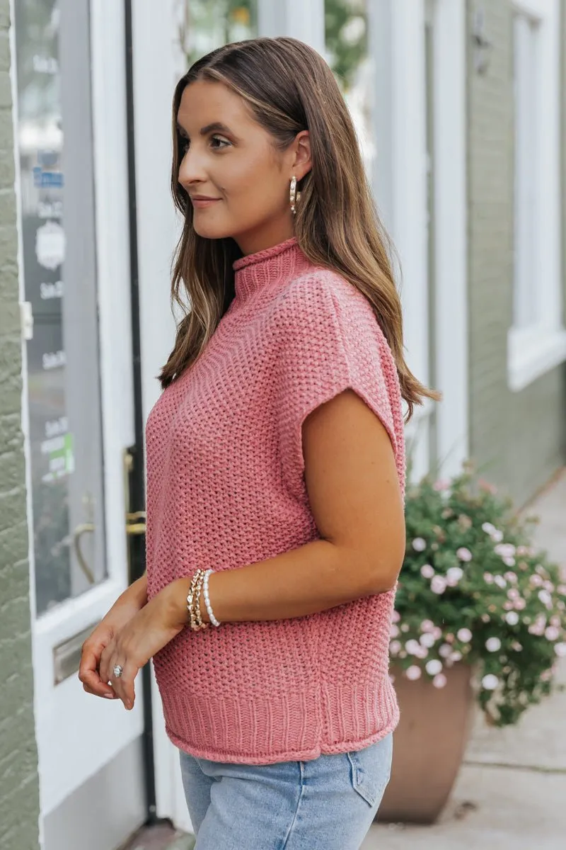 Everyday Classic Mock Neck Sweater - Rose