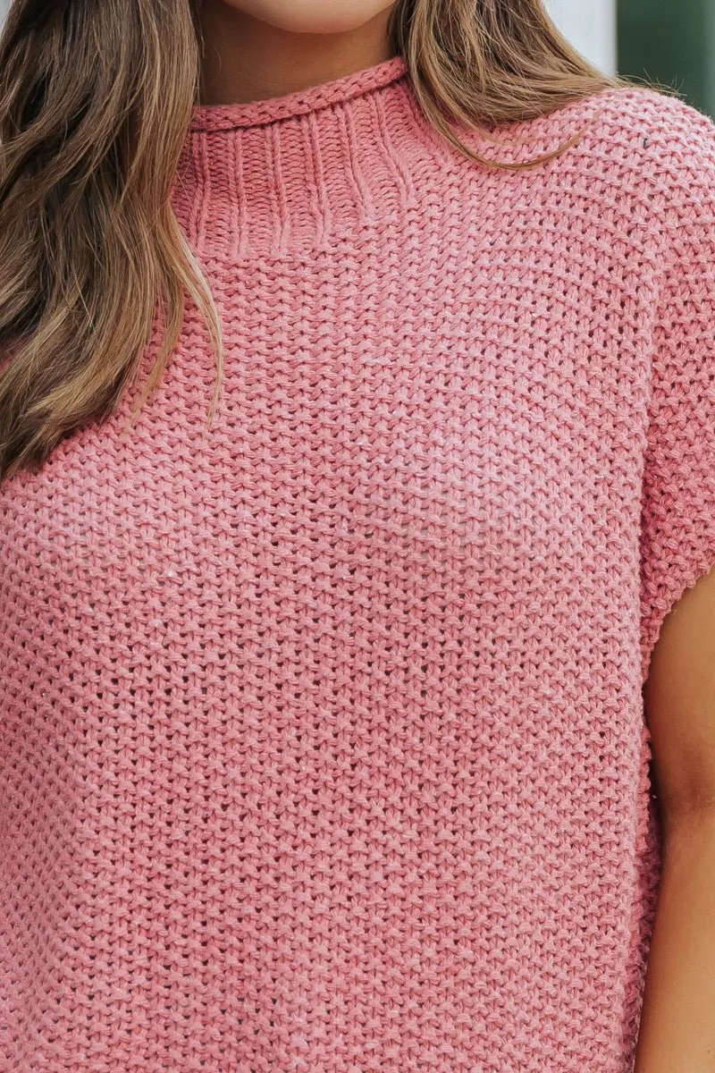 Everyday Classic Mock Neck Sweater - Rose