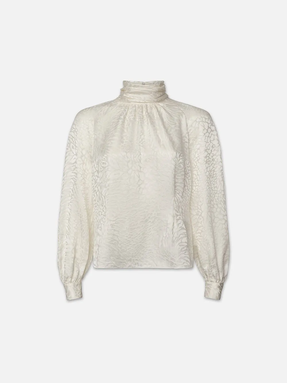 Foldover Mock Neck Blouse -- Off White
