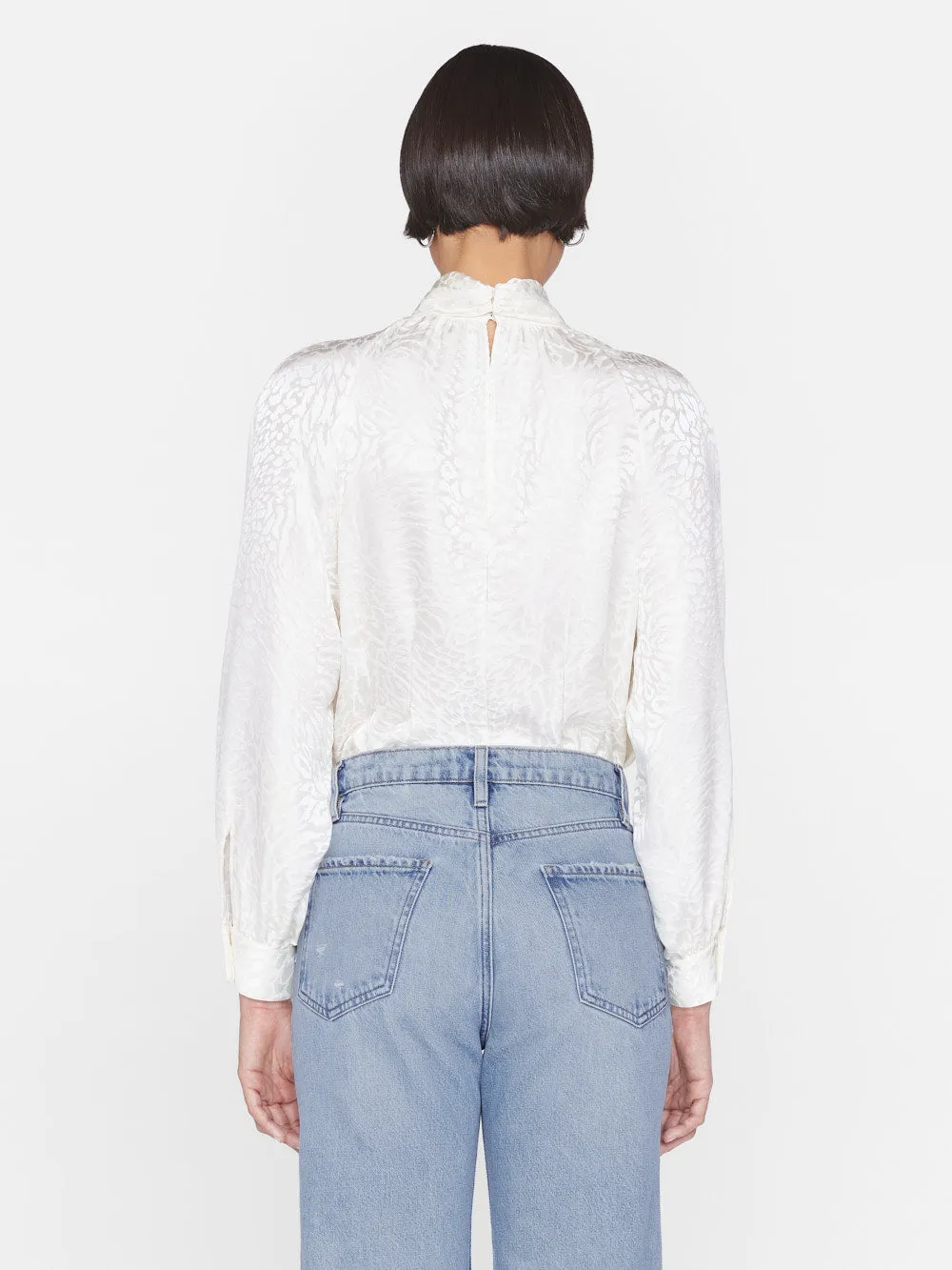 Foldover Mock Neck Blouse -- Off White