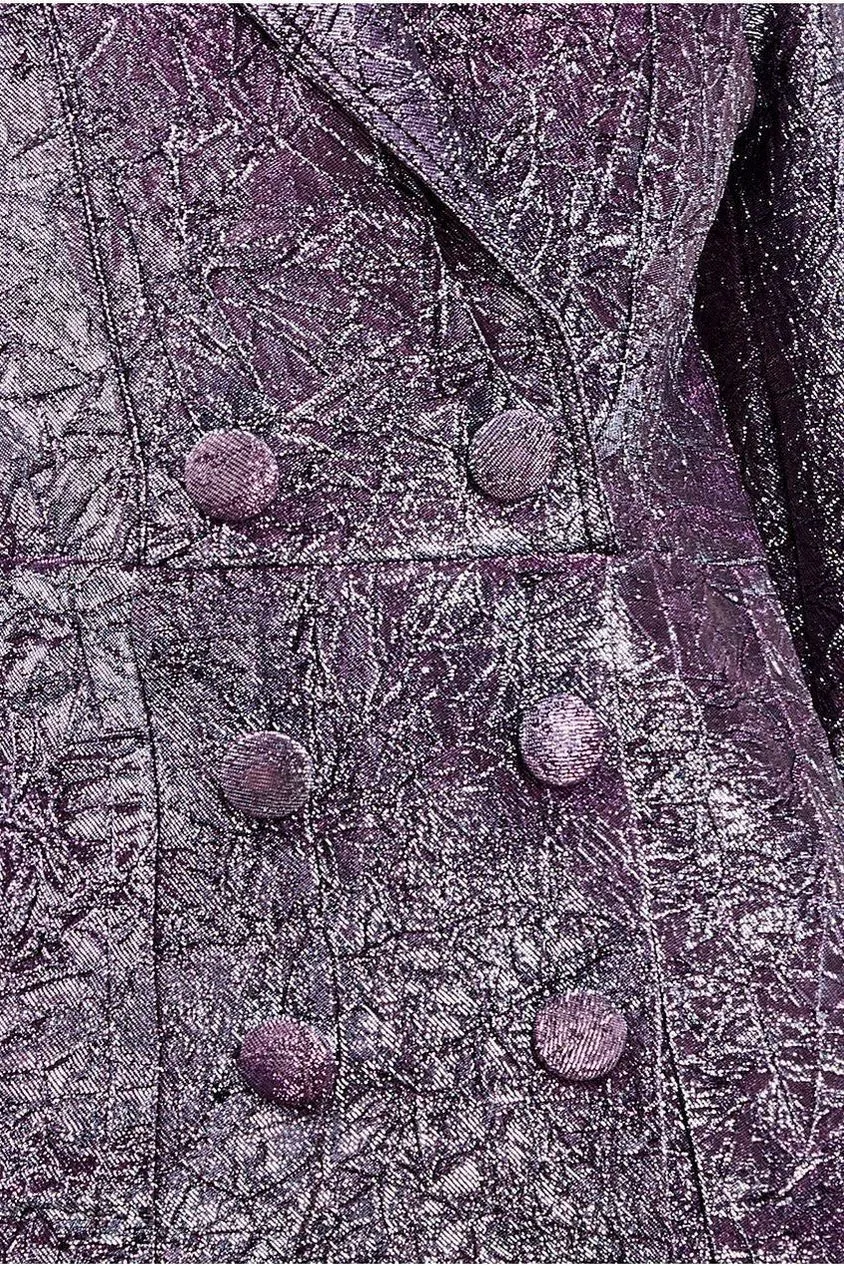 Goddiva Iridescent Foil Print Blazer Mini Dress - Silver