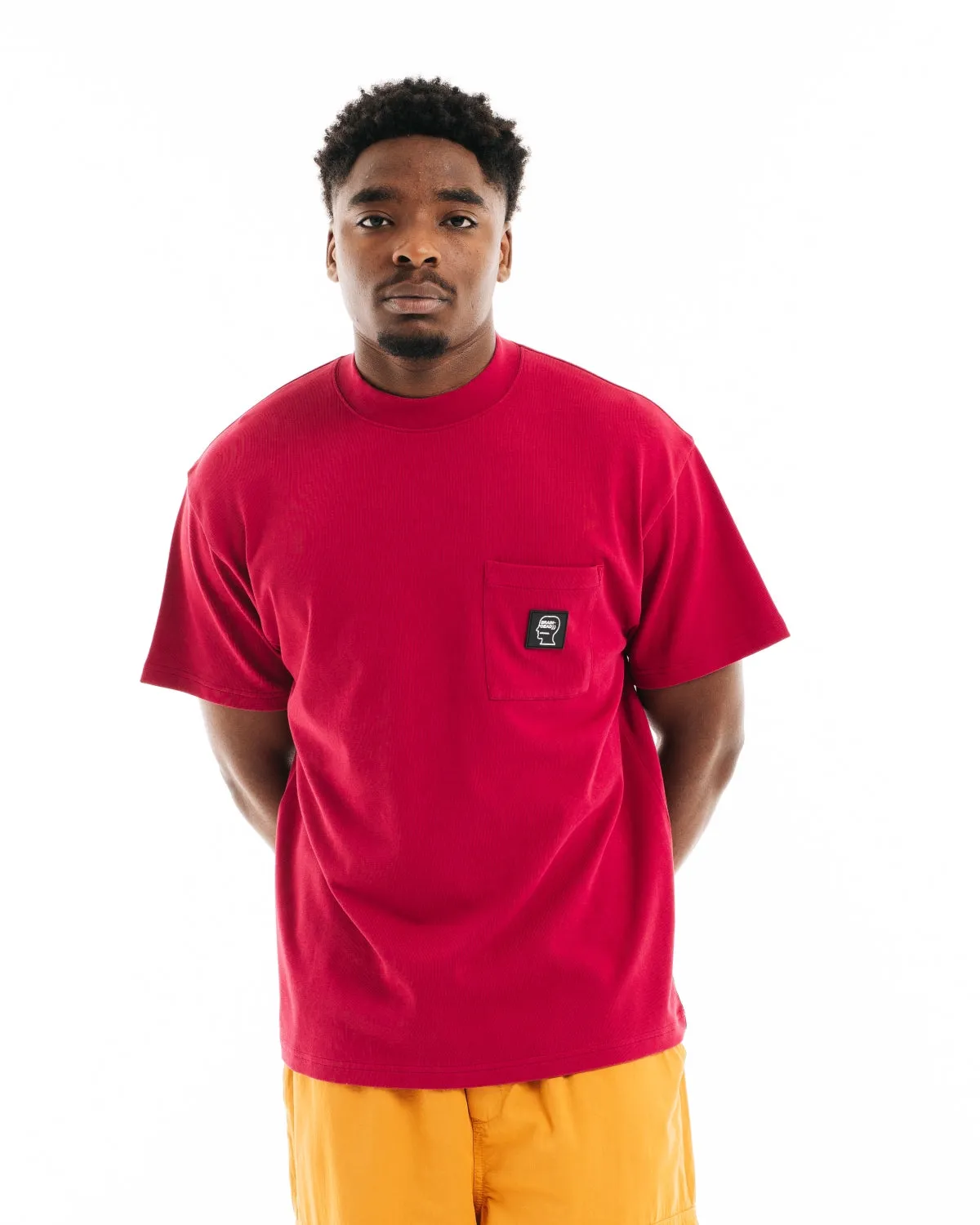 Heavyweight Jersey Mockneck Pocket Shirt W/ PVC - Berry