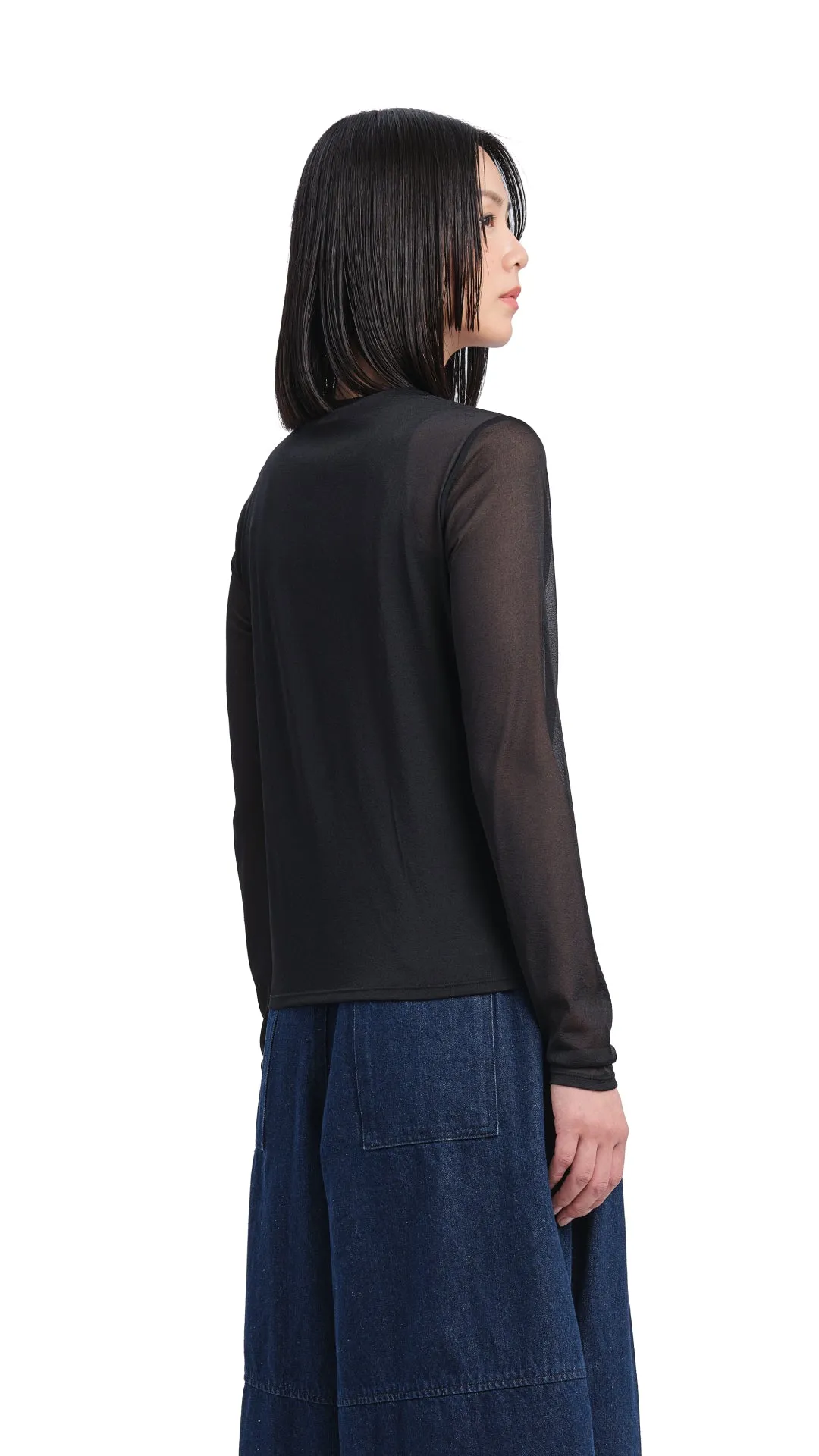 Mock-neck Sheer Top