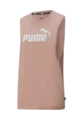 PUMA ESSENTIALS LOGO CUT OFF TANK - WOMEN - PINK