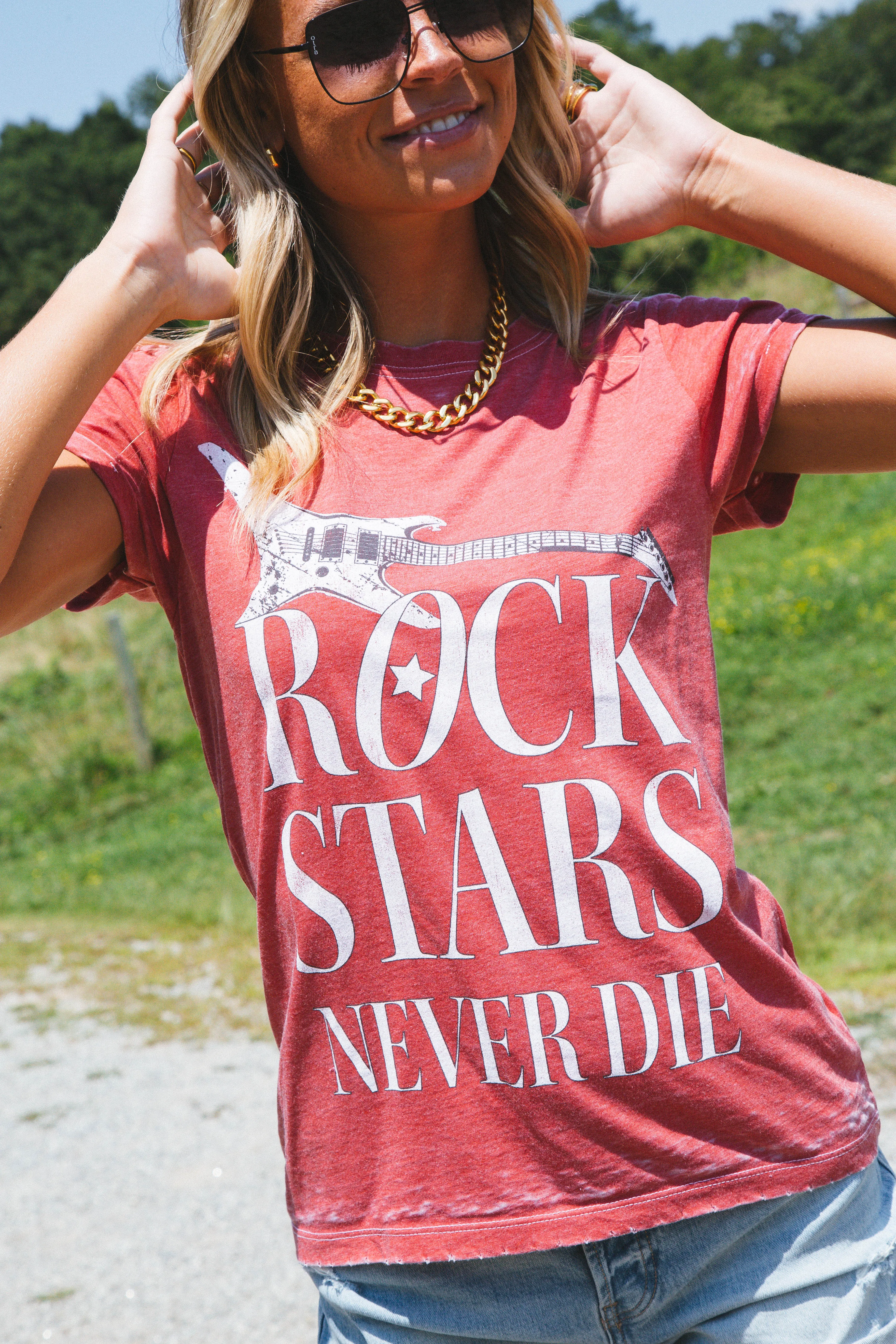 Rock Stars Never Die Tee, Chili Pepper | Recycled Karma