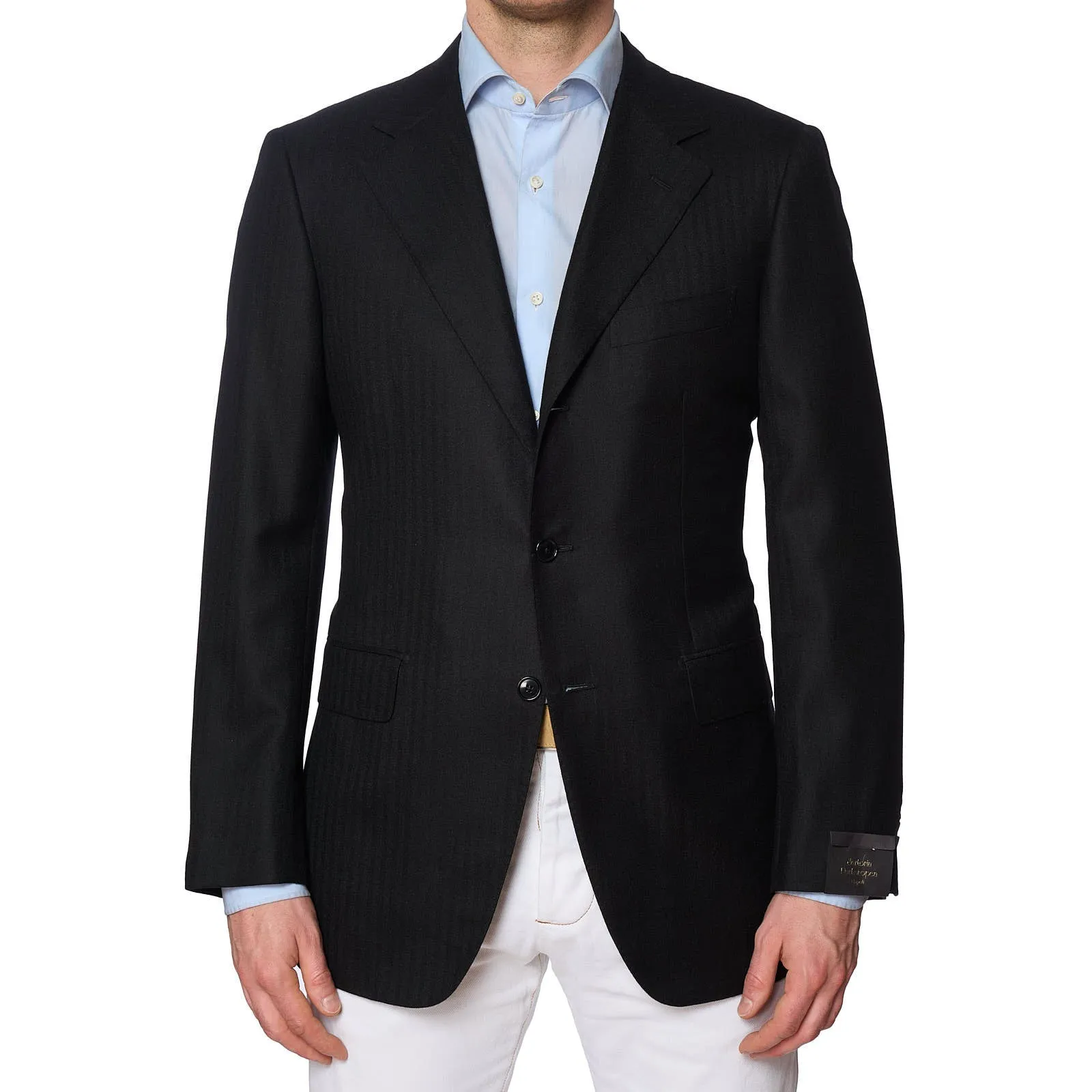 SARTORIA PARTENOPEA Black Cashmere-Silk Jacket Blazer EU 52 NEW US 42