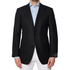 SARTORIA PARTENOPEA Black Cashmere-Silk Jacket Blazer EU 52 NEW US 42