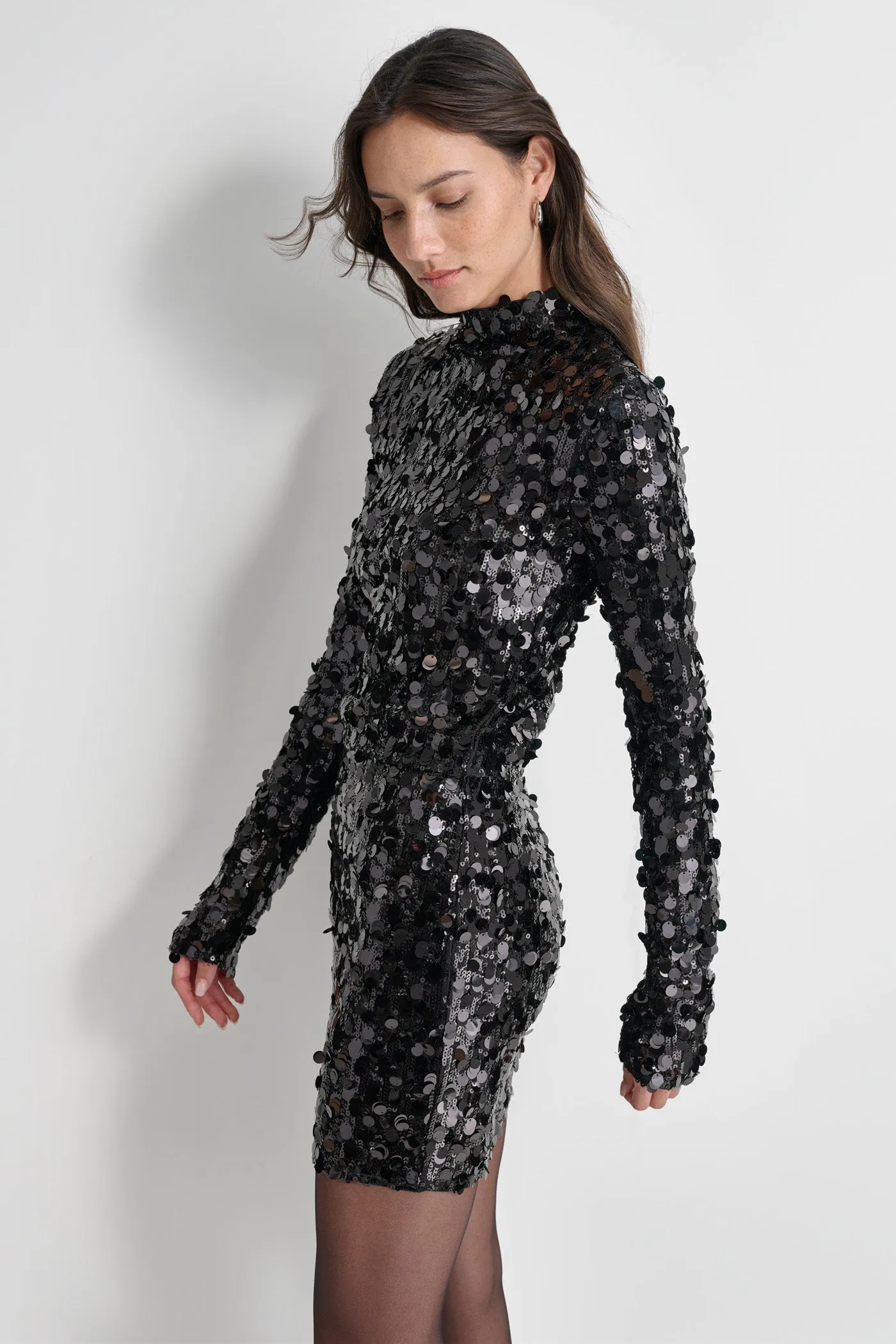 SEQUINS AND MESH TOP
